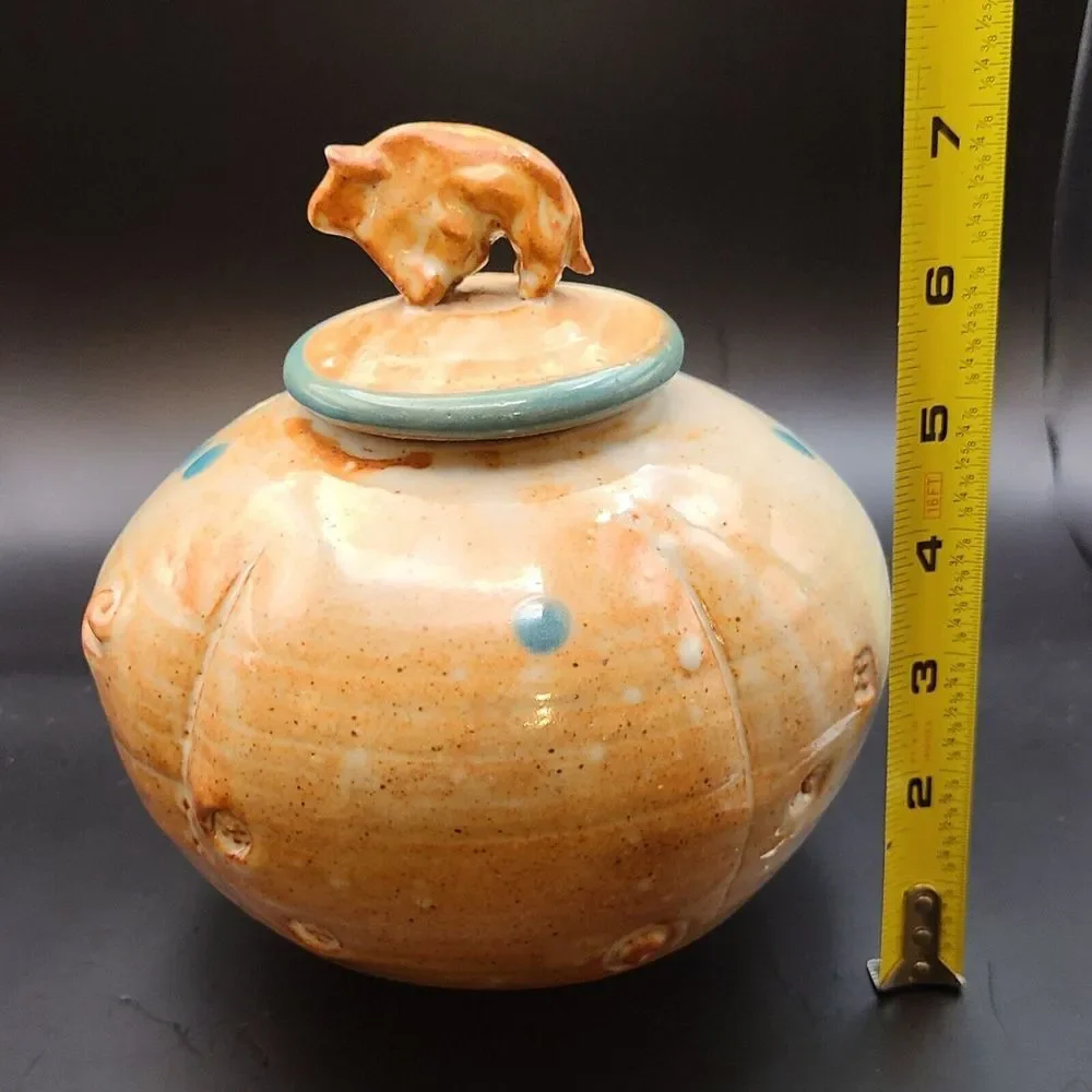 Will and Johanna DeMay Pottery Rare Buffalo Canister Jar W Lid Southwest 7